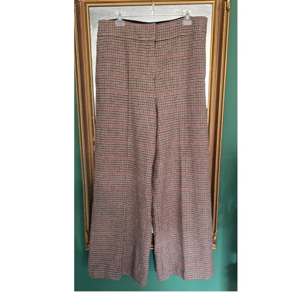 NWT Elie Tahari The Barnet High-Rise Wide-Leg Wool Plaid Pants